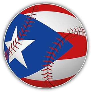 JJH Inc Puerto Rico Flag Baseball Ball Vinyl Decal Sticker Waterproof Car Decal Bumper Sticker 5"