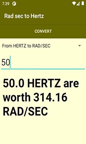 Rad/sec to Hertz Conversion utility, convert from hertz to rad/sec