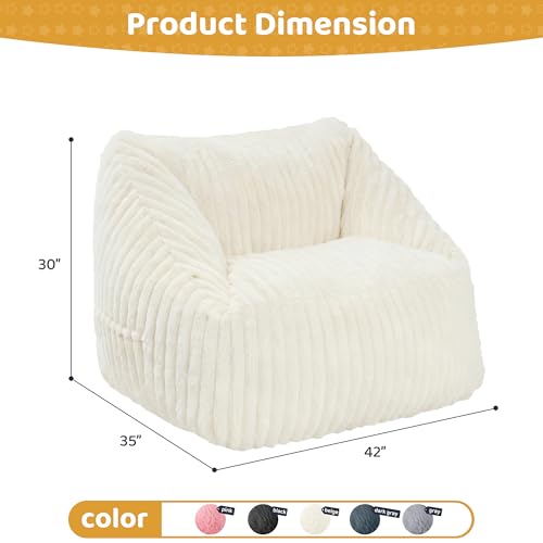 Image of HABUTWAY Bean Bag Chair, Giant Bean Bag Chairs for Adults and Kids, Bean Bag Sofa, Lazy Floor Sofa, Faux Fur Beanbag Chair with Armrests for Living Room Bedroom (Beige)