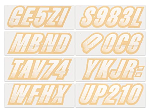 Image of STIFFIE Techtron White /Tan 3 inch Boat & PWC Registration Decals • Numbers Letters Stickers