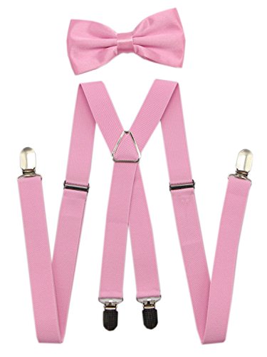 Jaifei Men's Suspenders & Bowtie Set - Perfect For Weddings & Formal Events (Pink) #TOP5