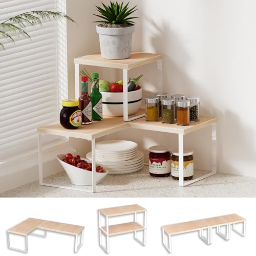 Golener Countertop Organizer Corner Shelf, 2 Tier Adjustable Stackable Corner