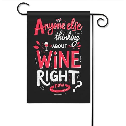 Moslion Funny Word Garden Flag 12.5x18 Inch Anyone Else Thinking About Right Now Quote Yard Flag Burlap Banners Vertical Double Sided for Farm House Outside Yellow Green