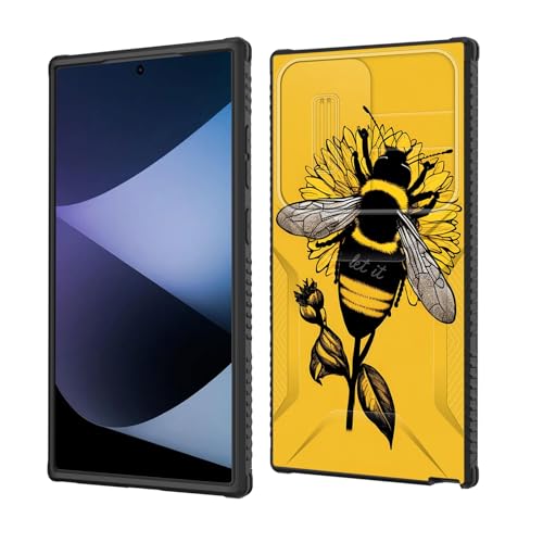 wiaekosef for Galaxy S26 Ultra Case Built in Slide Camera Lens Cover,Heavy Duty Shockproof Protection Dual Layer Case for Samsung Galaxy S26 Ultra 6.9" 2026,Honeybee Flower