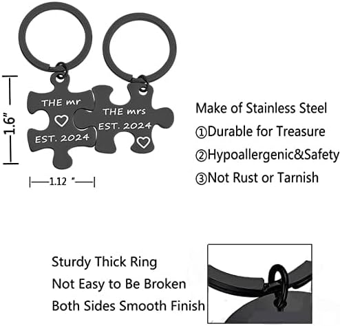 Miniatura 2 de FUSTMW Regalos de boda para parejas, Mr Mrs Est 2023, juego de llaveros para recién casados, regalos para esposa, marido, regalos de compromiso