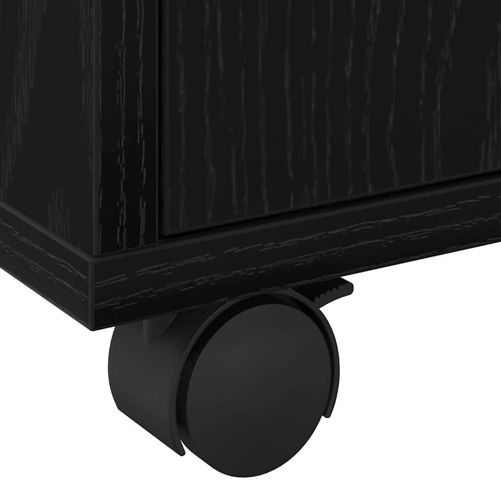 vidaXL Armoire avec étagère avec Roue Chêne Noir 60 x 48 x 74,5 cm, Rangement spacieux, Meuble en Bois rectangulaire, Design Moderne, Pratique pour Votre déco Maison