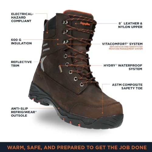 RefrigiWear Mens Platinum Leather Insulated Waterproof Work Boot Full Grain Buffalo Safety Toe Non Slip Outsole3