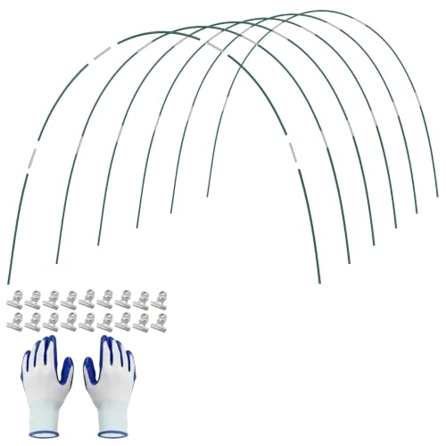 PHYEX Garden Hoops Greenhouse Hoops for Row Covers & Raised Beds Rust-Free Fiberglass Frame DIY Adjustable Garden Tunnel with Clips for Plant Covers Netting & Frost Protection 30pcs