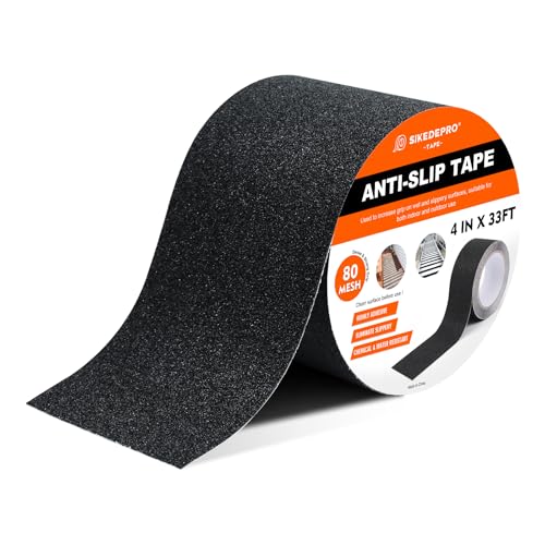 SIKEDEPRO 4 x 33Ft Heavy Duty Anti-Slip Tape Skateboard Grip Tape Non-Skid Safety Traction Tape for Staircases Outdoor/Indoor Waterproof High Traction Stairs Non Skid Treads