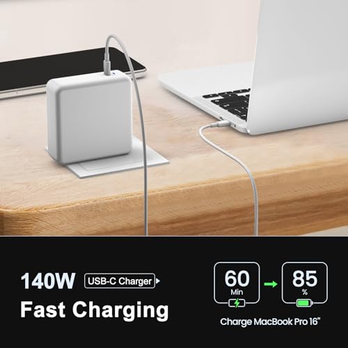 Image of Compatible with MacBook Pro Charger 140W USB C Charger Fast Charger Adapter | Compatible with MacBook Pro & MacBook Air M2 M3 M4 M5 13 inch-15 inch, Compatible with iPad Pro iPhone Samsung Galaxy