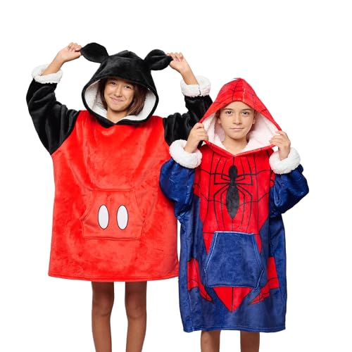 Disney Home Spiderman- Übergroße Hoodie Sweatshirt Decke mit Kapuze für Junge Kinder- Spiderman Oversized Sherpa Fleece Kapuzenpullover… – Ansicht 7