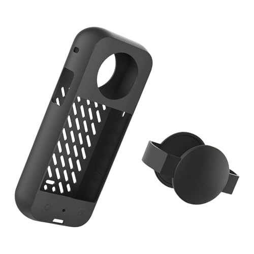 1 Set Camera Sleeve Shock Silicone Protector with Lens Lid Caps for Sports Camera Black