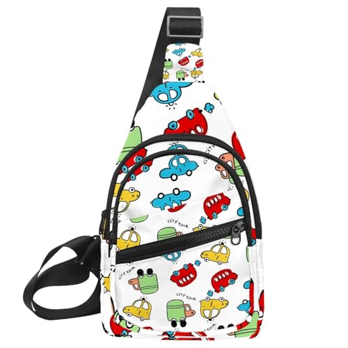 Sac à bandoulière motif bus homme - Sac de poitrine étanche et multicolore 30cm