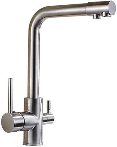 SEIDO - Grifo para fregadero de cocina, latón macizo con pulverizador extraíble, níquel cepillado, moderno, de arco alto, mango de un solo agujero,