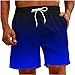 Men's Casual Shorts Gradient Color Elastic Waist Drawstring Shorts Relaxed Fit Summer Fashion Bermuda Pants Blue