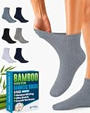 Doctor's Select Bamboo Viscose Diabetic Socks for Men - 6 Pairs | Loose Fit, Moisture-Wicking, White, Dark Gray, Blue, Navy, Beige, Aqua, Diabetic Socks for Men 9-12/Nvy(mrld)-6Prs