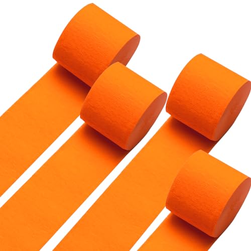 Image of GCB Wedding Party Decorations, 4 Rolls 328ft Orange Crepe Paper Streamers for Wedding, Bachelorette, Birthday, Baby Bridal Shower, Engagement Valentines Day Party Backdrop Decorations, 82 Ft /Roll