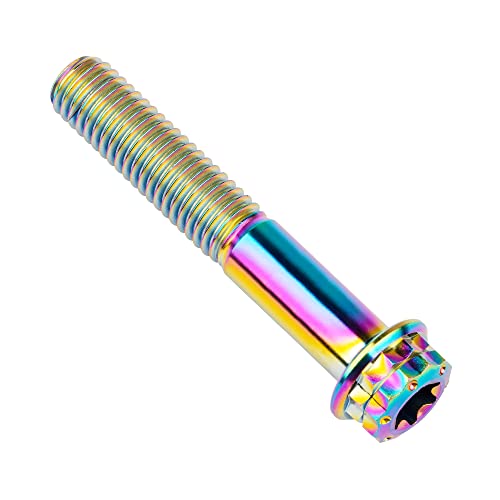 Image of Titanium Flange 12 Point Head M8 x15 20 25 30 35 40 45 50 55 60 65mm Screw Bolt Pack of 4 (M8x45mm, Rainbow)