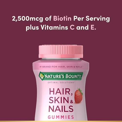 Nature's Bounty Hair, Skin & Nails with Biotin, Strawberry Gummies Vitamin Supplement, Supports Hair, Skin, and Nail Health for Women, 2500 mcg, 140 Ct, 70 Total Servings - Image 4