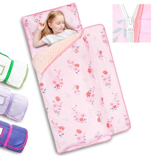 Image of Primlect Toddler Nap Mat with Detachable Blanket and Removable Pillow, Kids Sleeping Bag 55''x35'' for Daycare Preschool Kindergarten, Toddler Sleeping Mat for Boys and Girls