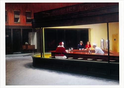 Palm Press Santa at Diner Counter at Night Box of 10 Christmas Cards