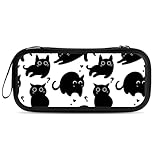 Treer Tasche für Nintendo Switch 2, Aufbewahrungstasche Reversibel Cartoon-Katzenmuster Schützende Tragetasche mit Speicherplatz für 10 Spiele und Konsole Zubehör (Schwarz)