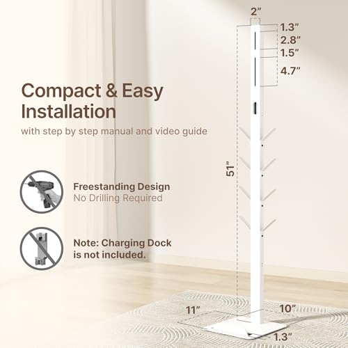 Image of PEGZONE Vacuum Cleaner Stand, Compatible with Dyson G5 V16 V15 V12 V11 V10 V8 V7 V6, NEC180 280TL, S11 A10 A11, Cordless Vacuum Accessories Holder, Attachments Organizer with 8 Storage Hooks, White