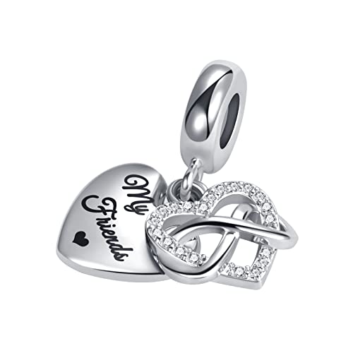 Image of Best Friendship Sister Love Charm Spinning Heart Cubic Zirconia Bead for Pandora Bracelet