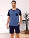 Aseniza Schlafanzug Herren Kurz Pyjama Set Shorty Schlafanzüge für Männer Sommer Hausanzug Baumwolle Nachtwäsche T-Shirt und Pyjamahose Zweiteilige,Kobaltblau,XL