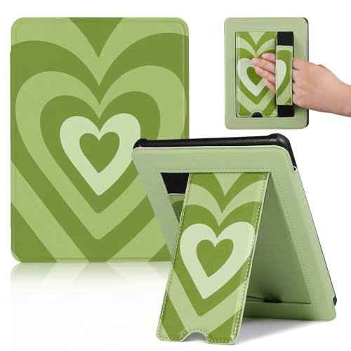 Image of CoBak Lightweight Stand Cute Case for 7 inch Kindle Paperwhite 12th Gen 2024 and Kindle Colorsoft with Right Hand Strap - Compatible with iPhone MagSafe, for Samsung /Anker Wireless Charging Pads