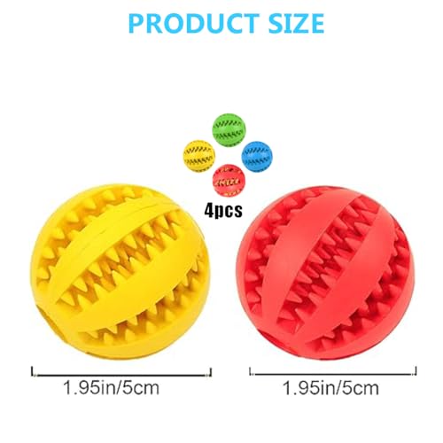 Hundespielzeug Ball, 4 Stück Hundeball, Naturgummi Hundespielzeug mit Minzgeschmack Ø 5cm, Hundezahn Reinigungs Spielzeugball, Hund Feeder Ball, interaktives Hundespielzeugs für Große & Kleine Hunde