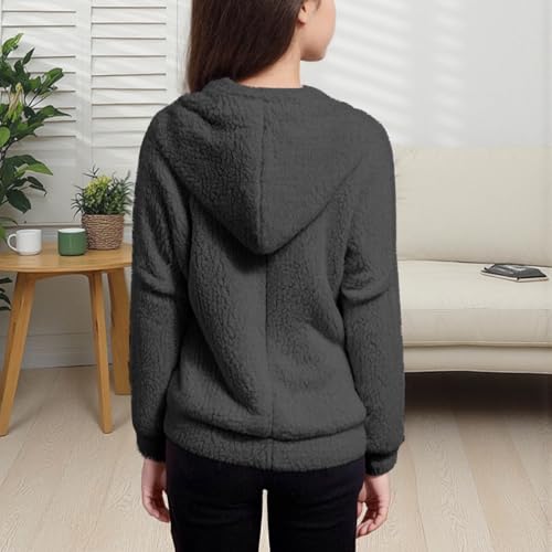 Kids Girls Boys Polar Fleece Jacket Sherpa Fleece Winter Jacket Fall Hoodie Sweatshirt Zip-Up Lightweight Teddy Coat3