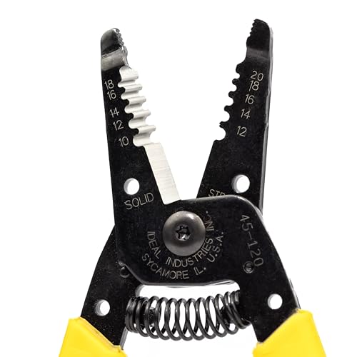 Image of IDEAL Electrical T-Stripper Wire Stripper Metric 0.75mm2 to 6mm2 | Precision Knife Blades, Laser-Etched Markings, Spring-Loaded Non-Slip Grip, Black Oxide Finish, Made in USA