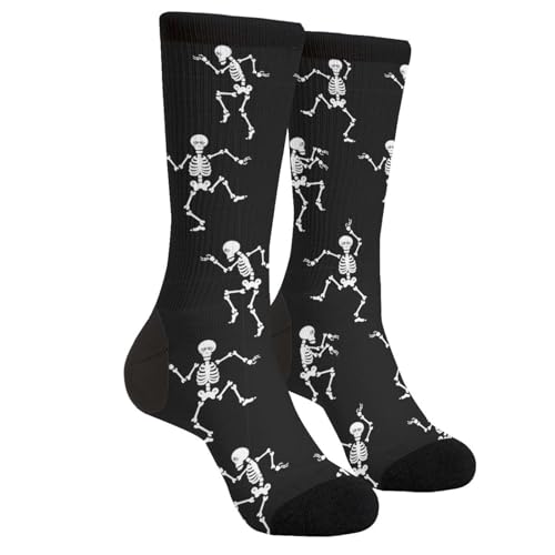 Tuaakeo Dancing Skeleton Socks Funny Novelty Socks Casual Athletic Crazy Crew Socks For Women Men