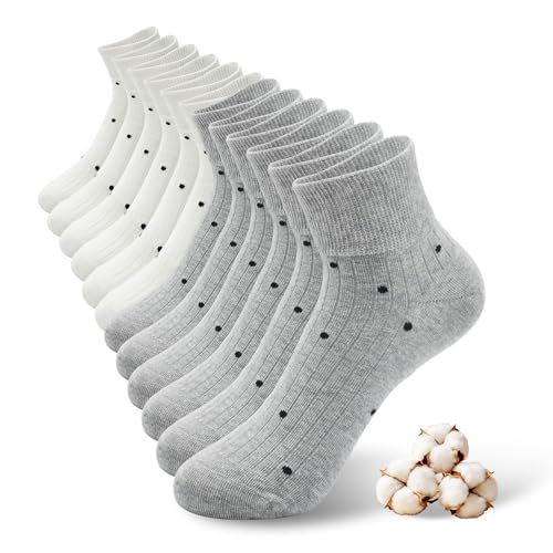 Womens 95% Cotton Ankle Socks with Polka Dot, 6 Pairs Soft Casual Socks WG