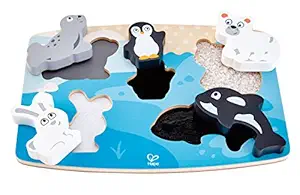 Hape Polar Animal Tactile Puzzle Game, Multicolor, 5 x 2
