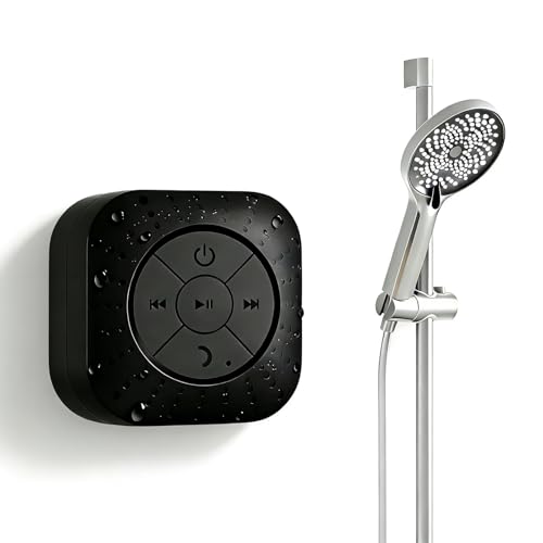 Image of Densleonis Portable Bluetooth Shower Speaker, Wireless Water-Resistant Speaker with Suction Cup Bathroom Speaker for Kids and Outdoor Party, Black