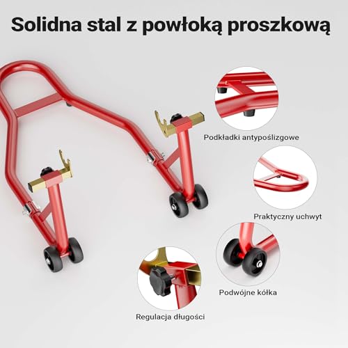 Wiltec Stojak na motocykl o wymiarach 370 x 325 mm do tylnego koła o szerokości 200-340 mm, stojak do serwisu koła motocyklu
