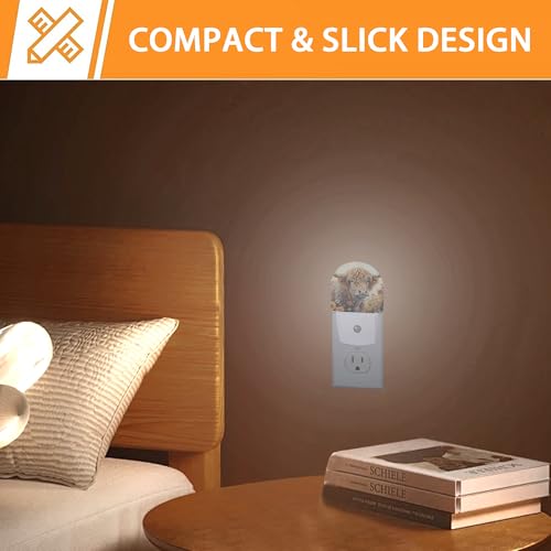 Image of Highland Cow Wildflowers Night Light,Night Lights Plug into Wall with Dusk to Dawn Sensor,Lamp for Bedroom Bathroom Hallway Nightlight for Women Girls