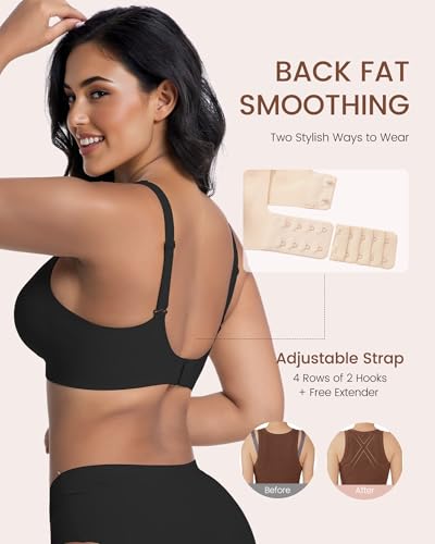 Image of Vinfact Deep V Mesh Bras for Women No Underwire Buttery Soft Wireless Bras Lightly Support Seamless Bralettes
