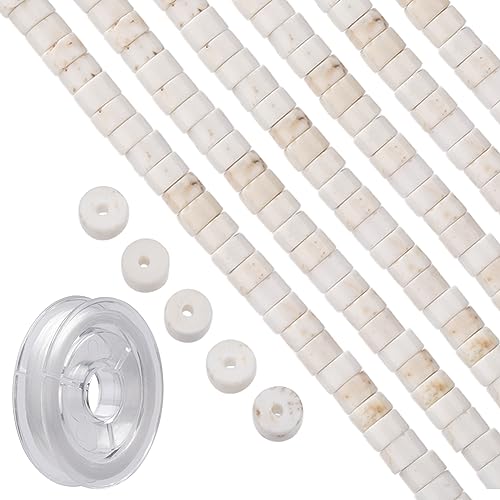SUNNYCLUE 1 Box 167pcs Flat Stone Beads Disc Stone Beads 4mm Magnesite Beaded Heishi Stones Bead Healing Energy Gemstones Gem Stones Bead Gemstones Spacers for jewellery Making DIY Earrings Bracelet