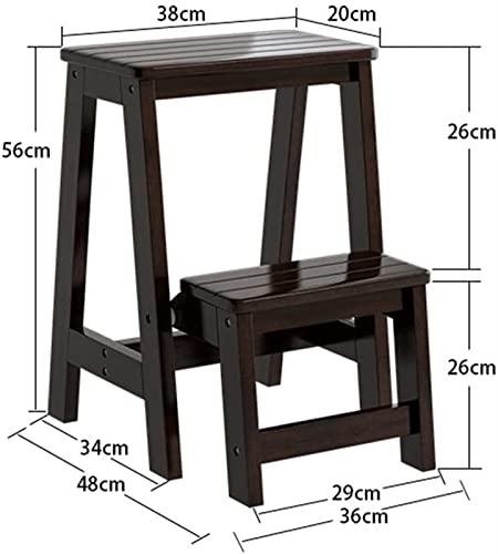 Taburete plegable multifuncional de madera con 2 escalones para pisos pequeños 8