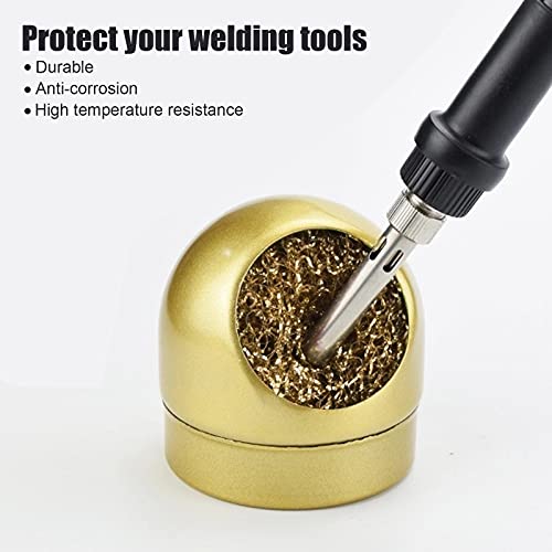 Image of Soldering Iron Tip Cleaner Kit Include 7Pcs Solder Tip Cleaning Wire and 1Pc Ball Shell Holder for Cleaning Soldering Head Steel Irons Tip, Gold
