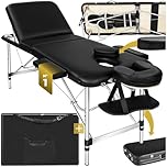 tectake® Lettino Massaggio Portatile, Letto Pieghevole Massaggi a 3 Zone, Lettino Massaggio Professionale con Borsa Trasporto Inclusa – Larghezza senza braccioli: 61 cm, Nero