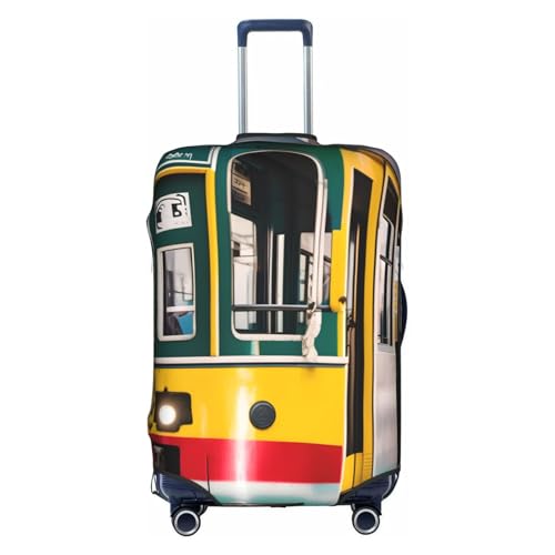 Housse protectrice de valise Lisbonne Tram blanche XL en textile élastique