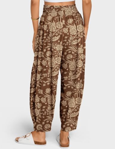Image of TARSE Women's Linen Wide Leg Pants Baggy High Waist Palazzo Pants