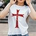 Crusader Knights Templar Cross T-Shirt - Medieval Warrior Christian Tee, White, X-Large