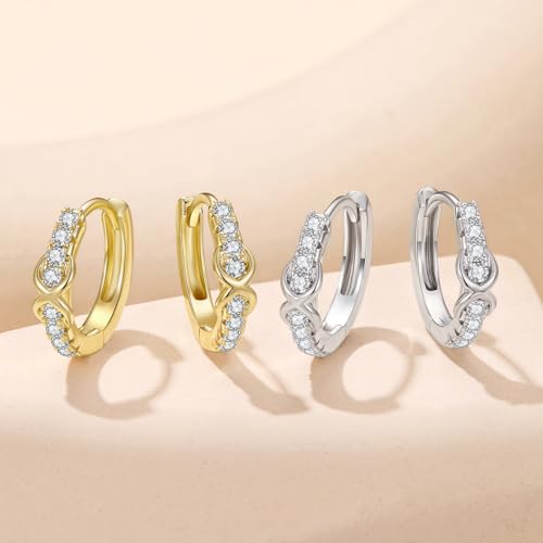 Image of BISAER Silver Huggie Hoop Earrings for Women, 925 Sterling Silver Post Star Small Hoop Earrings Hypoallergenic Lightweight Everyday Jewelry Gift Cute