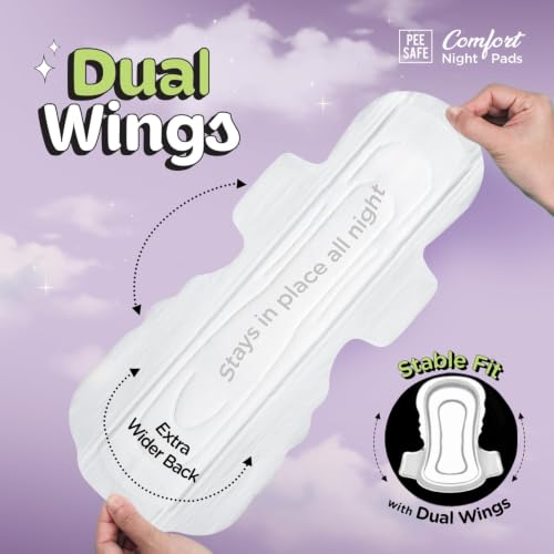 Image of Pee Safe Comfort All Night Pads | 10 Pads 3 XL - 355mm | Extra Wide Back with Dual Wings | 6 Layer Deep Absorption | Japanese Leak-Lock Technology | Overnight Leak Free Protection | Extra Long