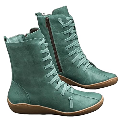 Cowgirl Boots Women Black Comfortable Women's Fashion Ankle Booties Combat Boots Cowboy Cowgirl Western Short Booties Round Toe High Top Winter Walking Shoes